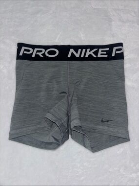 Nike Pro Heather Gray Compression Shorts with Black Waistband